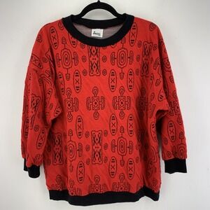 Vintage Suzy Womens Large XL Pullover Sweater Top 3/4 Sleeve Tribal Southwest
